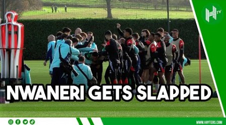 Nwaneri SLAPS as Arsenal star CELEBRATES first PL goal in training