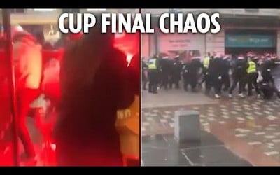 Terrified shoppers take cover as masked Celtic and Rangers mobs clash ahead of Old Firm derby