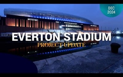 Western barrel roof lighting at Everton Stadium 