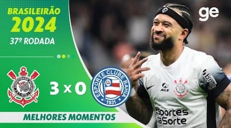 CORINTHIANS 3 X 0 BAHIA | MELHORES MOMENTOS | 37ª RODADA BRASILEIRÃO 2024 | ge.globo