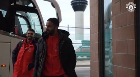 Ruben Amorim &amp; Manchester United arriving for their Europa League match