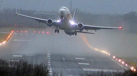 Storm Darragh CROSSWIND Highlights at Newcastle Airport