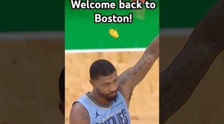 Celtics fan give Marcus Smart a standing ovation in his return to Boston! 