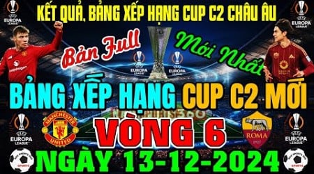 Bảng Xếp Hạng Cup C2 Châu Âu Europa League 2024/2025 Vòng 6 Hôm Nay, Ngày 13/12/2024 (Bản Full Nhất)