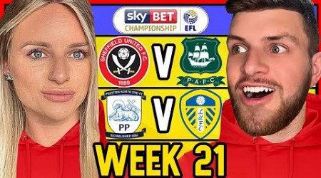 CHAMPIONSHIP WEEK 21 PREDICTIONS