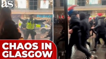 RANGERS and CELTIC fans erupt in chaos on GLASGOW streets ahead of Scottish League Cup Final