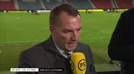 Celtic manager Brendan Rodgers reacts to winning an epic Premier Sports Cup final against Rangers