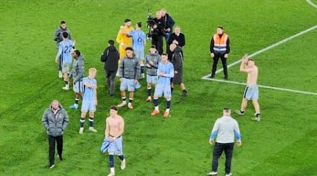 SCENES IN THE AWAY END: Southampton 0-5 Tottenham: Players and Fans Celebrating, Ange, Levy Chant