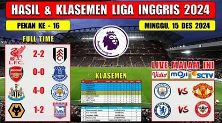 Hasil Liga Inggris Tadi Malam ~ LIVERPOOL vs FULHAM ~ ARSENAL vs EVERTON ~ EPL 2024 Pekan Ke 16