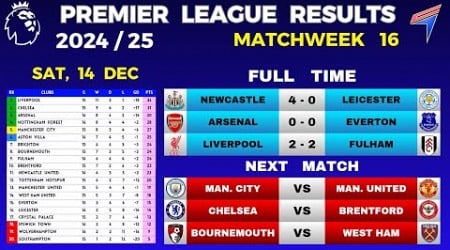 EPL RESULTS TODAY - Matchweek 16 • EPL Table Standings Today • Premier League Table 24/25