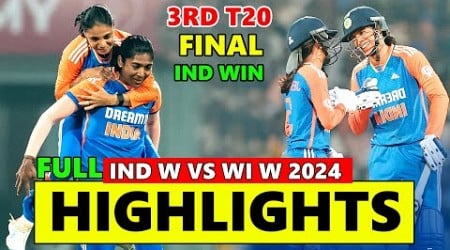 India Vs West Indies Women 3rd T20 Full Match Highlights 2024 | Wi vs Ind Highlights