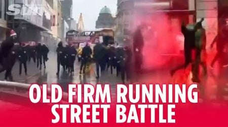 Rangers &amp; Celtic ultras running battle down busy Christmas shopping street