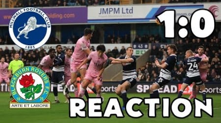 MILLWALL 1 BLACKBURN ROVERS 0 - REACTION