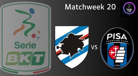 U.C. Sampdoria vs Pisa S.C.| Serie B | LIVE