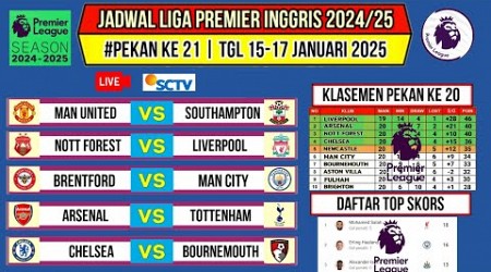 Jadwal Liga Inggris Pekan Ke 21~MAN UNITED VS SOUTHAMPTON~Klasemen Premier League 2024/25~Live Sctv