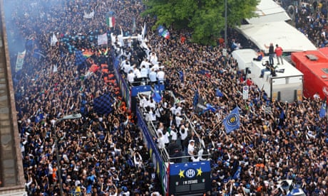 'Most beautiful Scudetto': Inter fans line Milan streets for victory parade – video